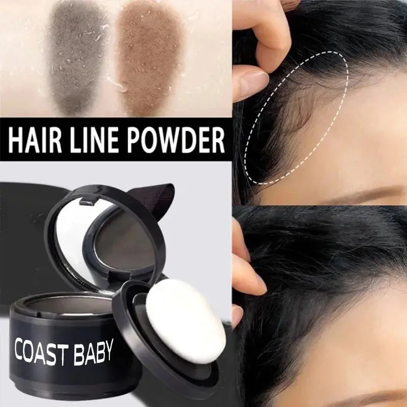 Two Colors of Hairline Concealer Powder, Hairline Shadow Powder, Natural Coverage, Waterproof and Sweat-Proof, Unisex, Suitable for People with Sparse Hair