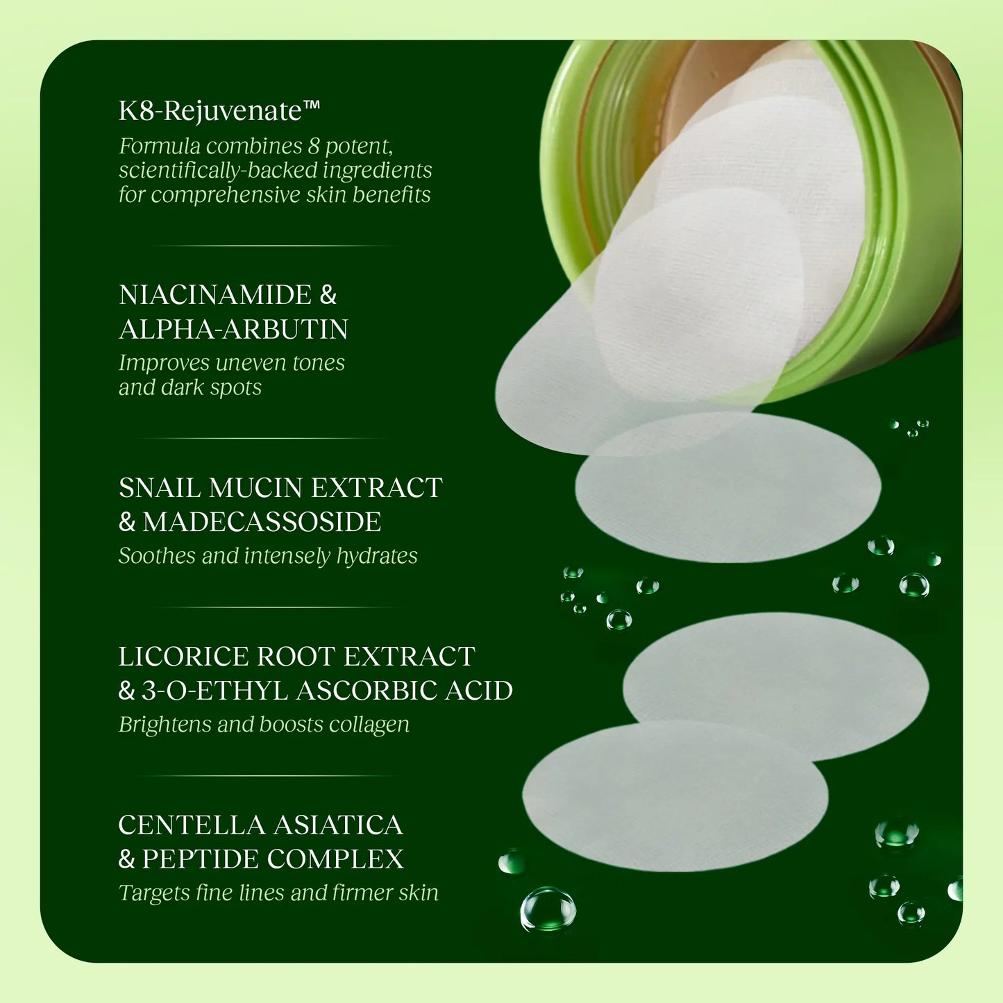 Jiyu Korean Skincare Gentle Hydrating Toner Pads - Anti-Aging, Dark Spot Minimizing, Wrinkle Reducing Skincare with Snail Mucin, Centella Asiatica, Niacinamide, Peptide Complex for Skin Repair - 100 Ct Beauty & Face Care Products