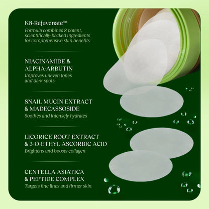 Jiyu Korean Skincare Gentle Hydrating Toner Pads - Anti-Aging, Dark Spot Minimizing, Wrinkle Reducing Skincare with Snail Mucin, Centella Asiatica, Niacinamide, Peptide Complex for Skin Repair - 100 Ct Beauty & Face Care Products