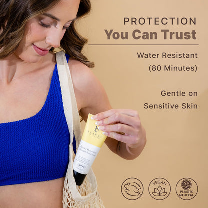 Mineral Sunscreen for Body SPF 50 – Reef Friendly Broad Spectrum Zinc Oxide, Made in USA with Organic & Natural Ingredients, Water Resistant 80 Min, Non Toxic Baby Sunblock for Kids, No White Cast
