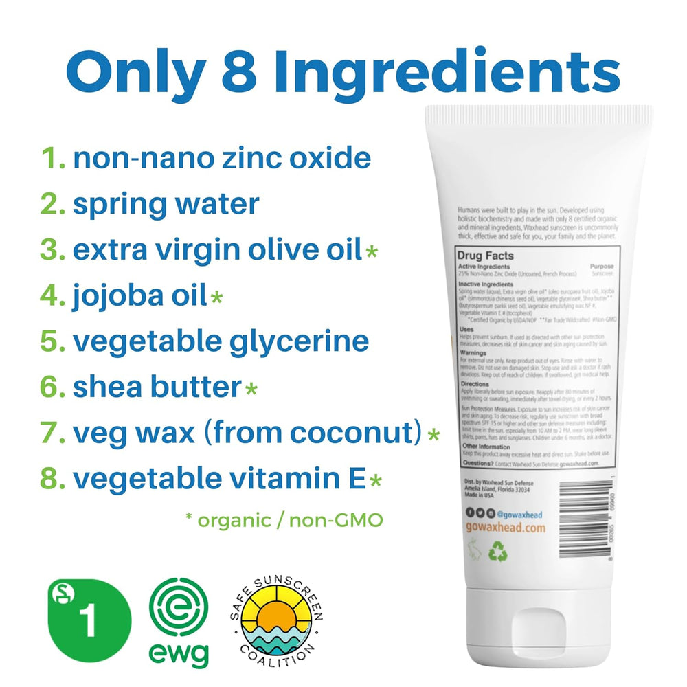 Waxhead Tinted Sunscreen for Face Sunscreen, Zinc Oxide Sunscreen, Kids Sunscreen Kids, Mineral Sunscreen, Zinc Sunscreen