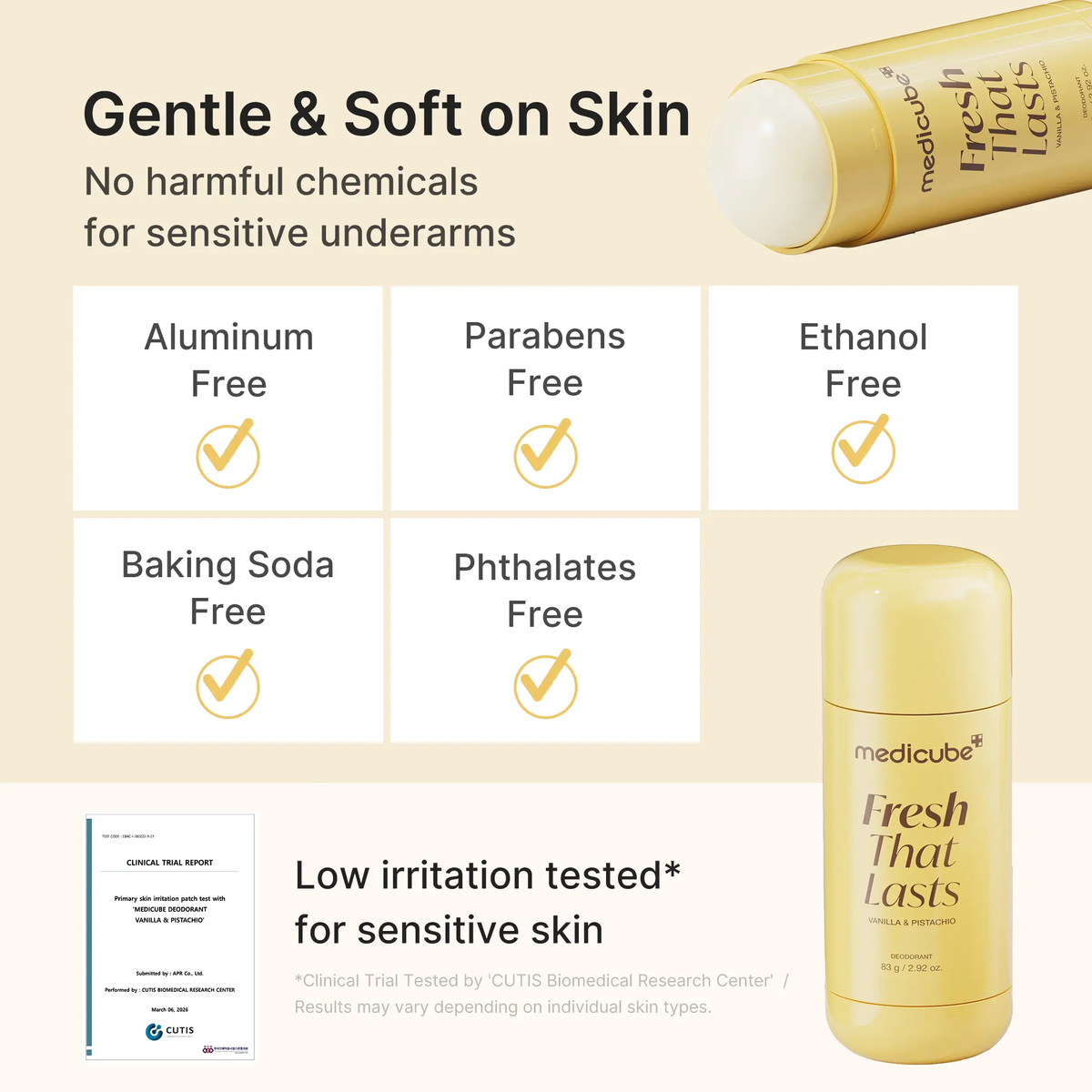 [NEW] [Medicube] Deodorant Vanilla & Pistachio Fresh That Lasts | 24 Hour Odor Control, No Aluminum, Baking Soda, Parabens, Phthalates, Ethanol | Brightening & Smoothing for Dark Underarms with Kojic Acid & Turmeric | Korean Skincare, K-Beauty