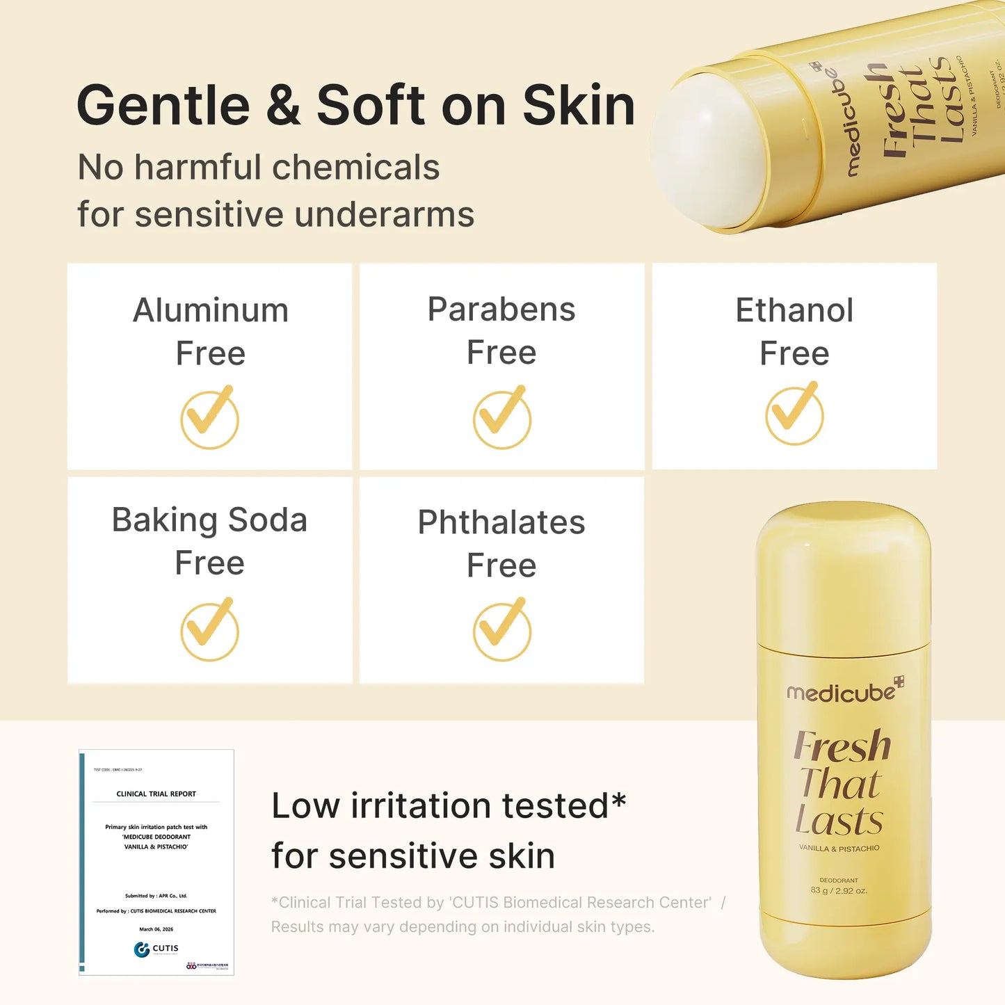 [NEW] [Medicube] Deodorant Vanilla & Pistachio Fresh That Lasts | 24 Hour Odor Control, No Aluminum, Baking Soda, Parabens, Phthalates, Ethanol | Brightening & Smoothing for Dark Underarms with Kojic Acid & Turmeric | Korean Skincare, K-Beauty