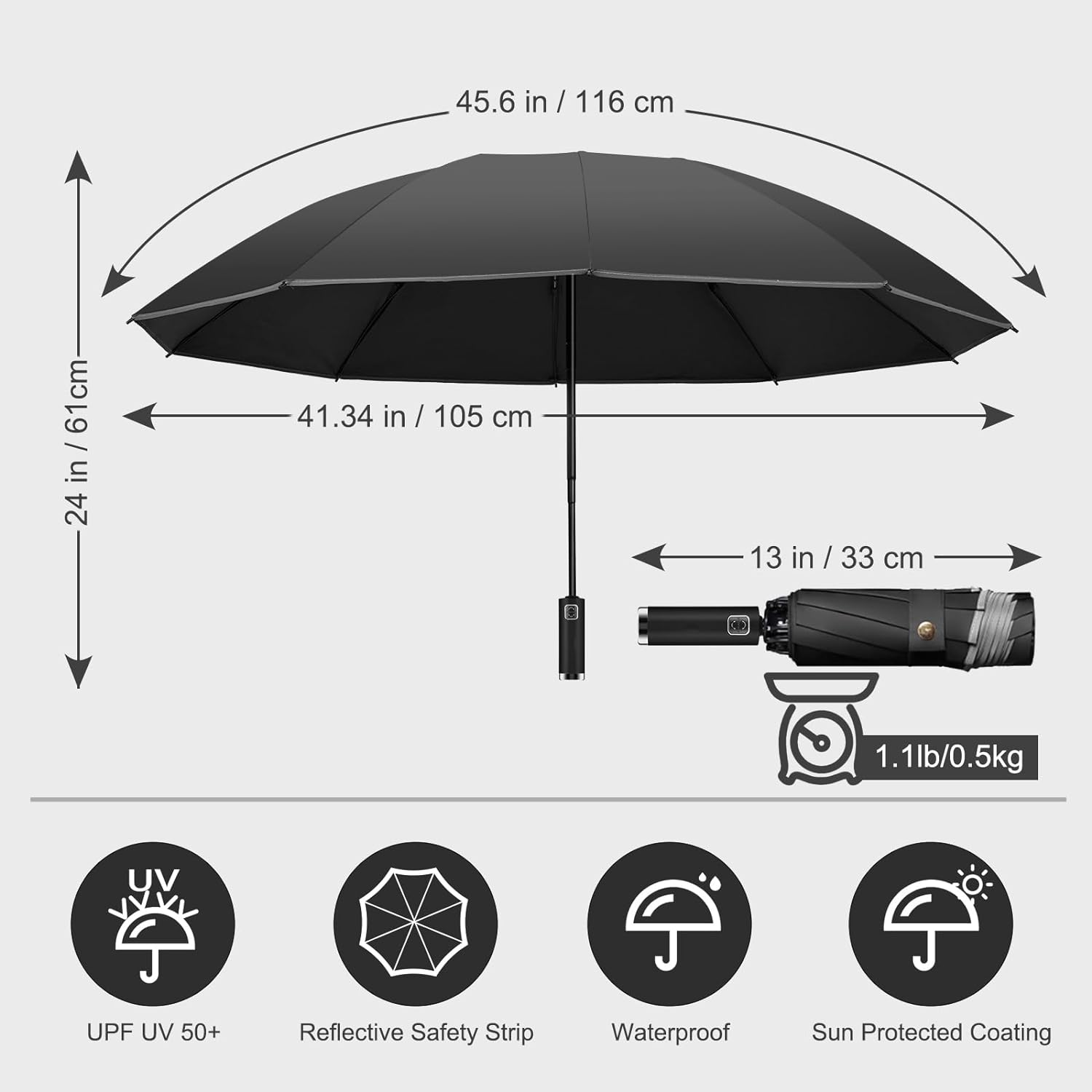 Automatic Open Close Reverse 3-folding Sun Protection