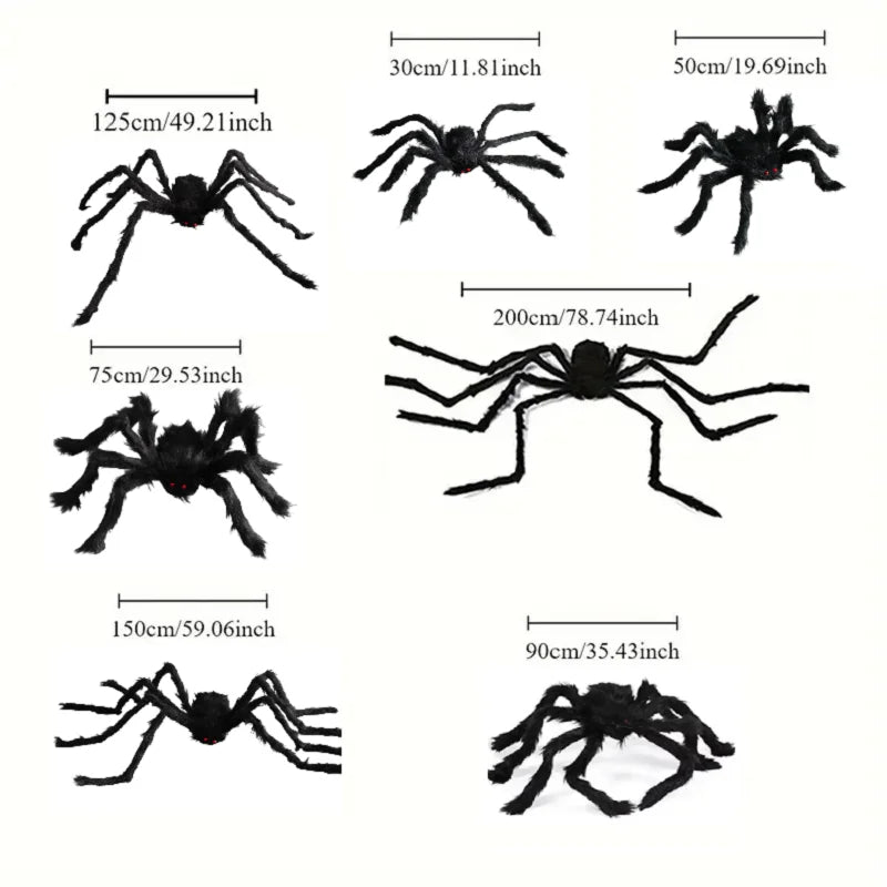 Giant Plush Black Spider – Halloween Horror Decoration