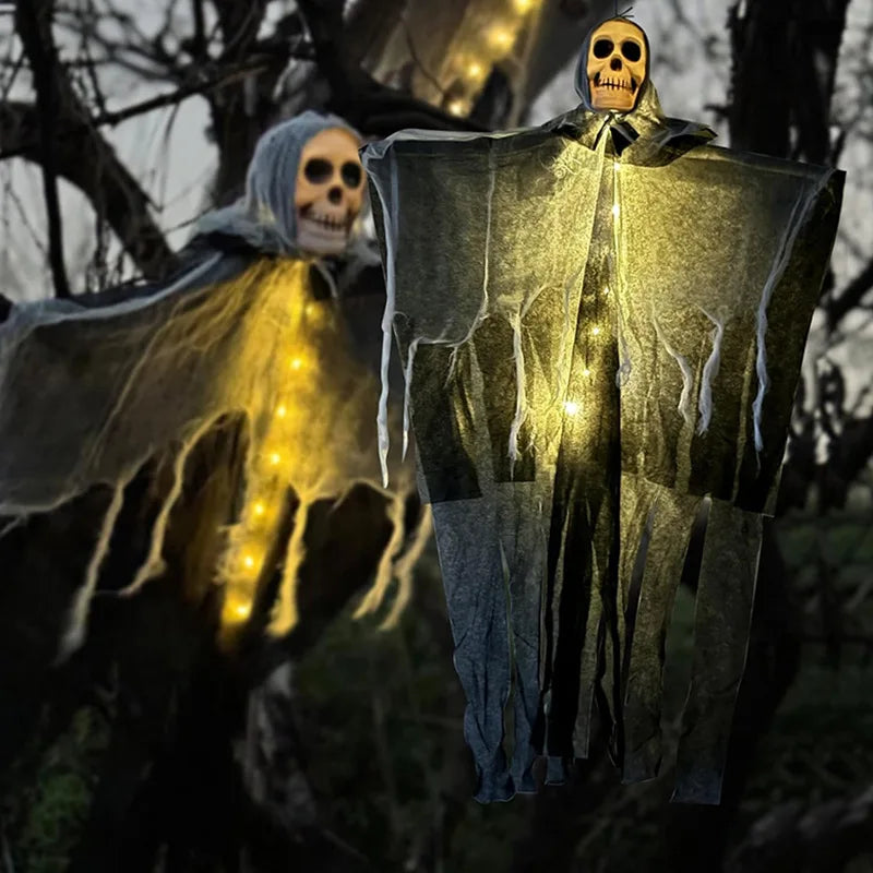 Glowing Hanging Skull Ghost – Halloween Garden Decoration