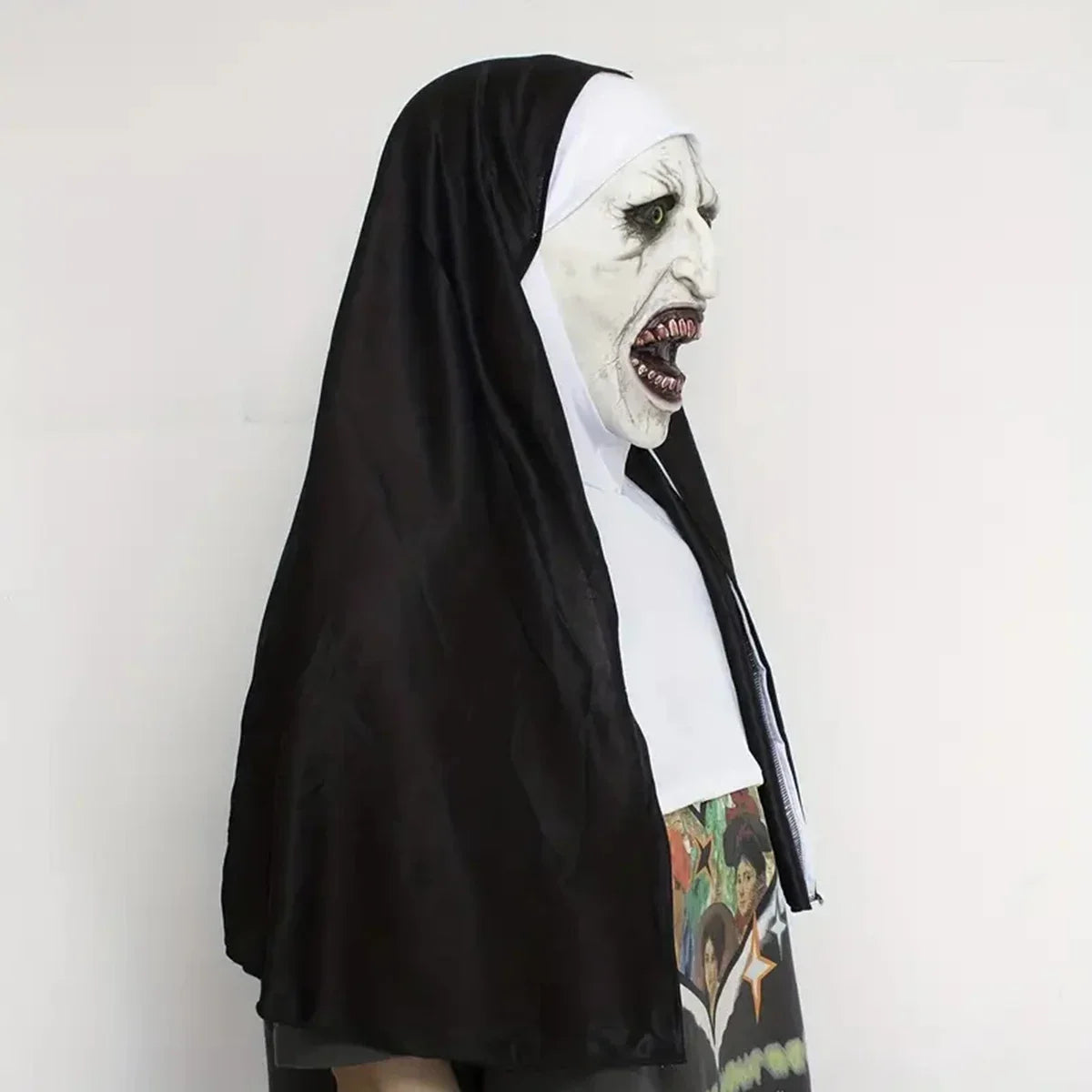 Bloody Scary Nun Mask Horror Cosplay Latex Demon Ghost Face Mask with Headscarf Halloween Party Costume Accessory - AliExpress 200000532