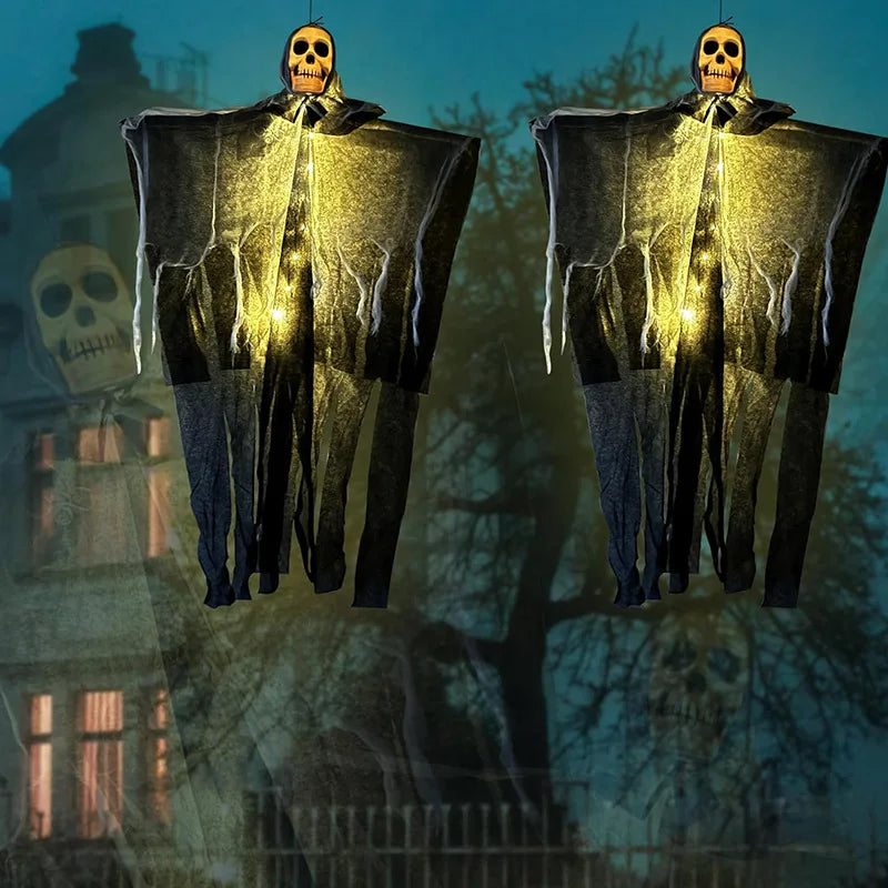 Glowing Hanging Skull Ghost – Halloween Garden Decoration