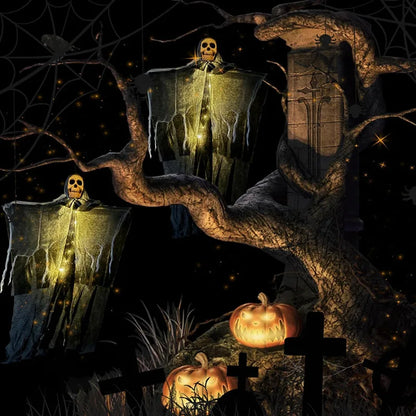 Glowing Hanging Skull Ghost – Halloween Garden Decoration