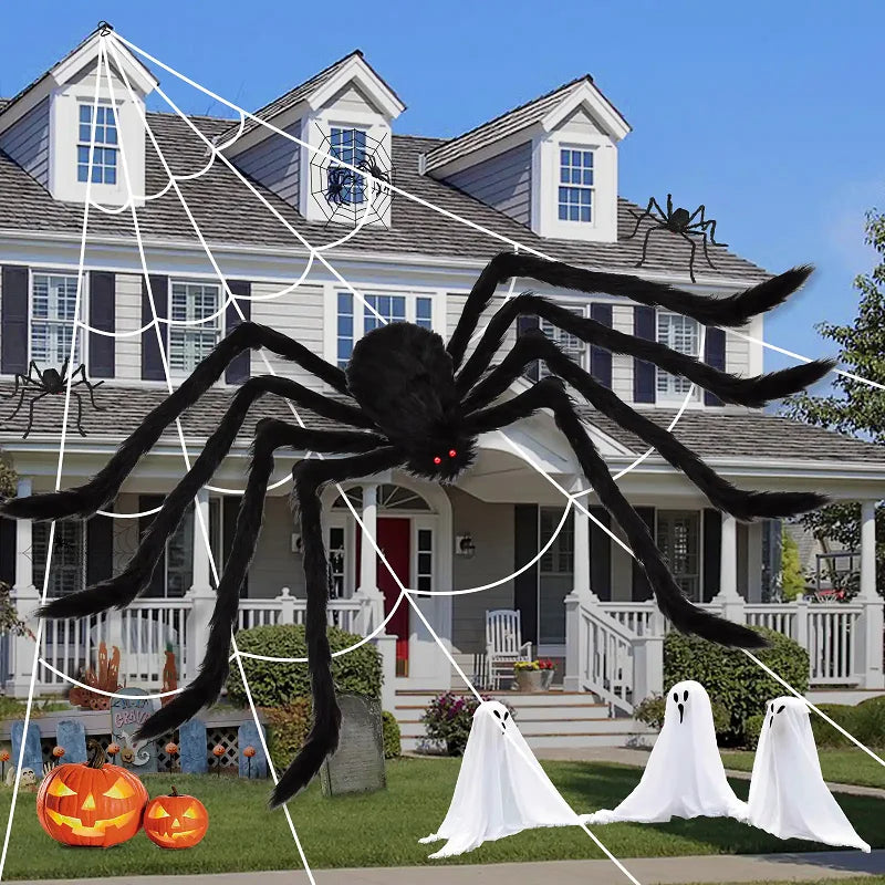 Giant Plush Black Spider – Halloween Horror Decoration