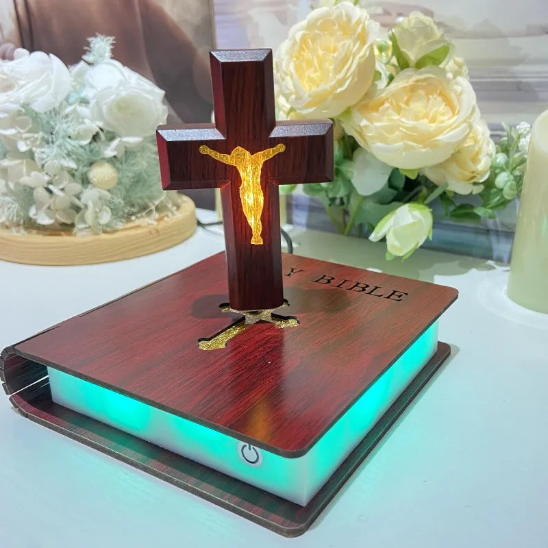 Levitating Cross Lamp Floating Cross jesus night light Christian & Catholic Gift Easter Gift Glowing Cross Ornament