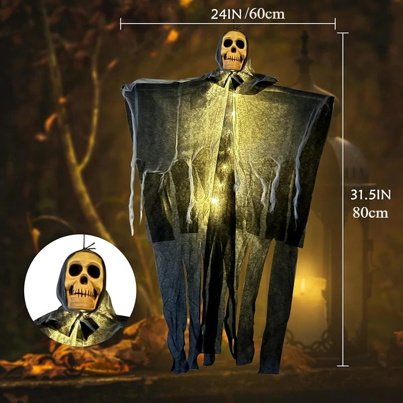 Glowing Hanging Skull Ghost – Halloween Garden Decoration