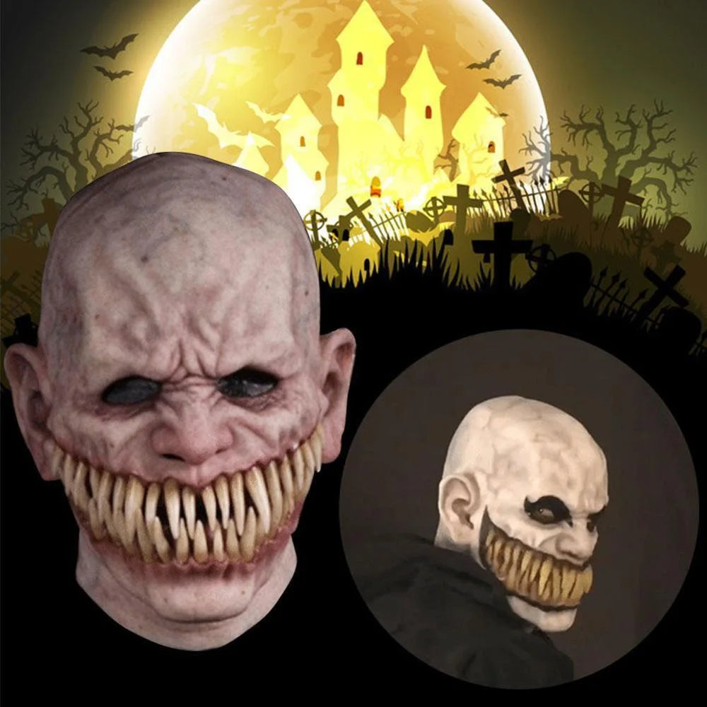Scary Demon Latex Mask – Realistic Devil Costume with Long Teeth