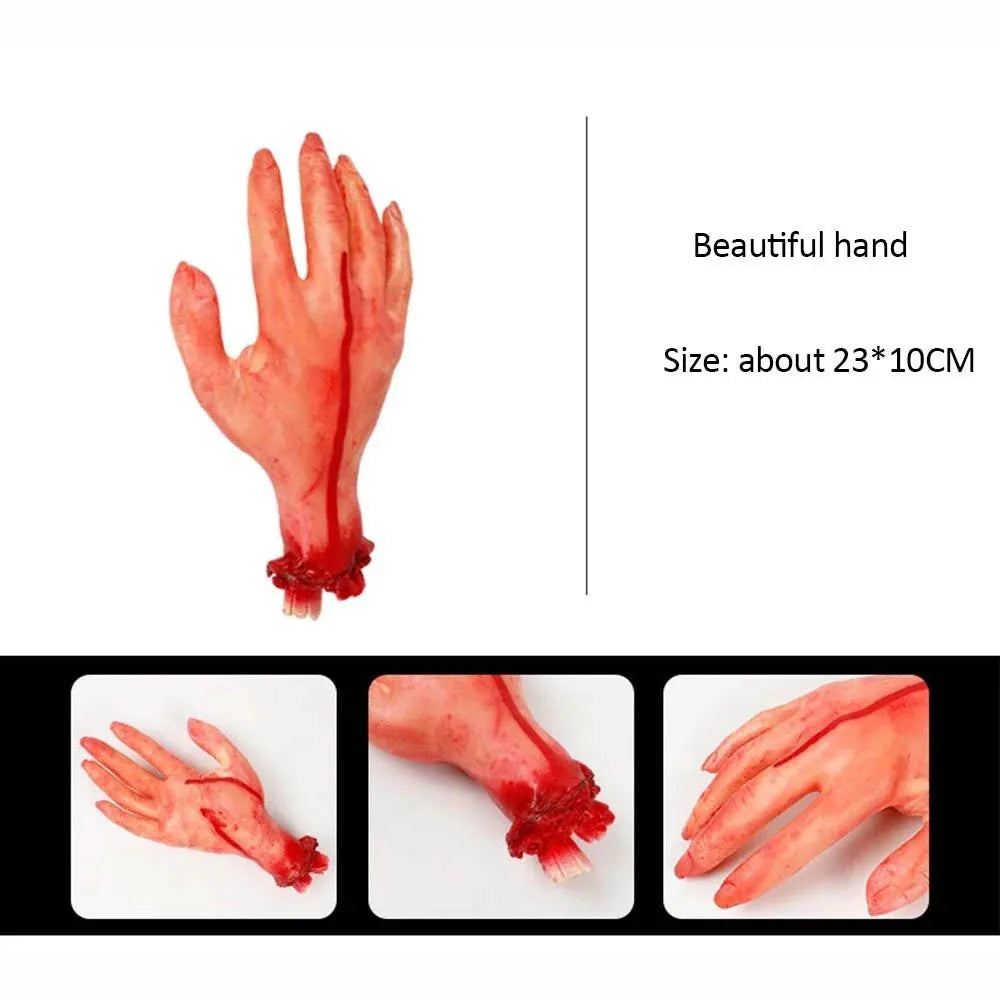 Bloody Severed Hand Prop – Realistic Halloween Decoration