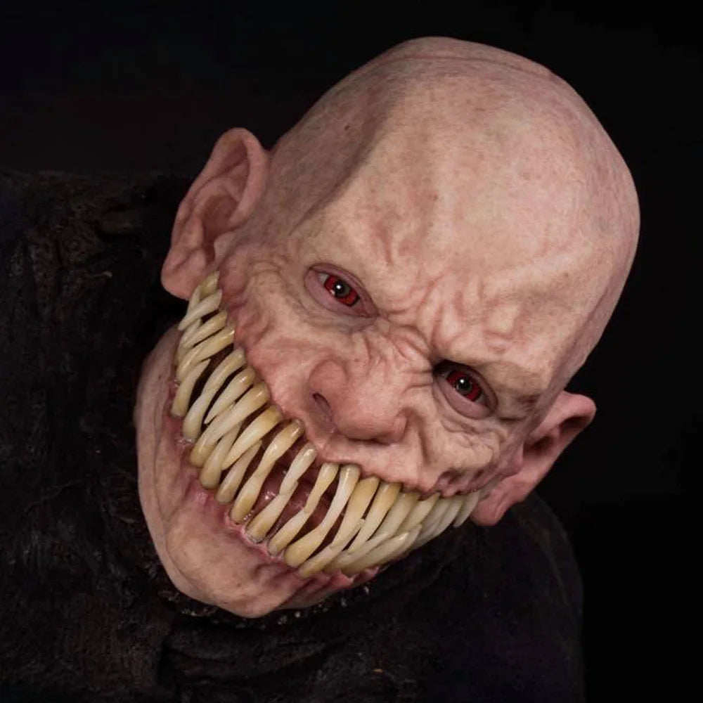 Scary Demon Latex Mask – Realistic Devil Costume with Long Teeth