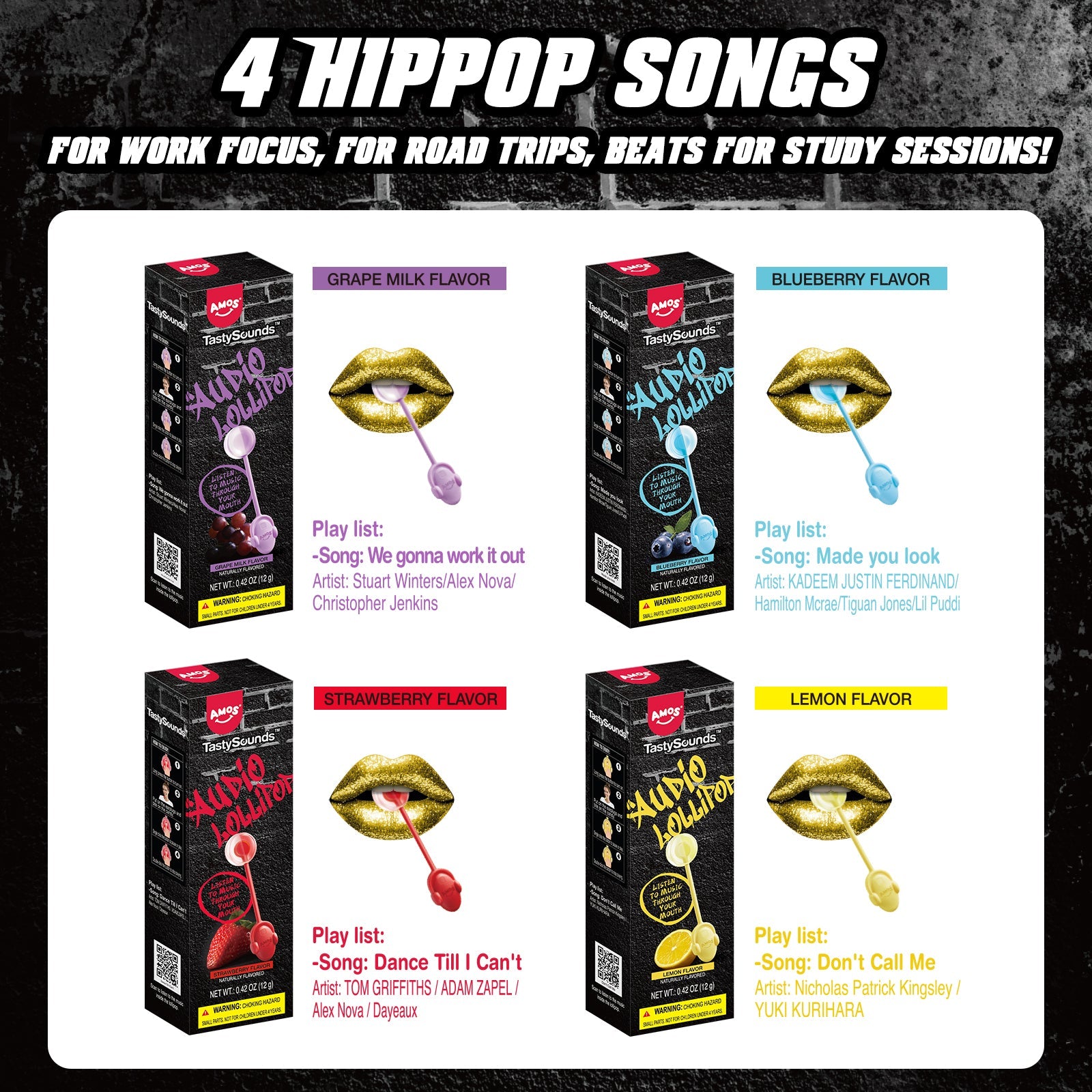TastySounds - Hip Hop Music Lollipop 4 Flavor-Mix
