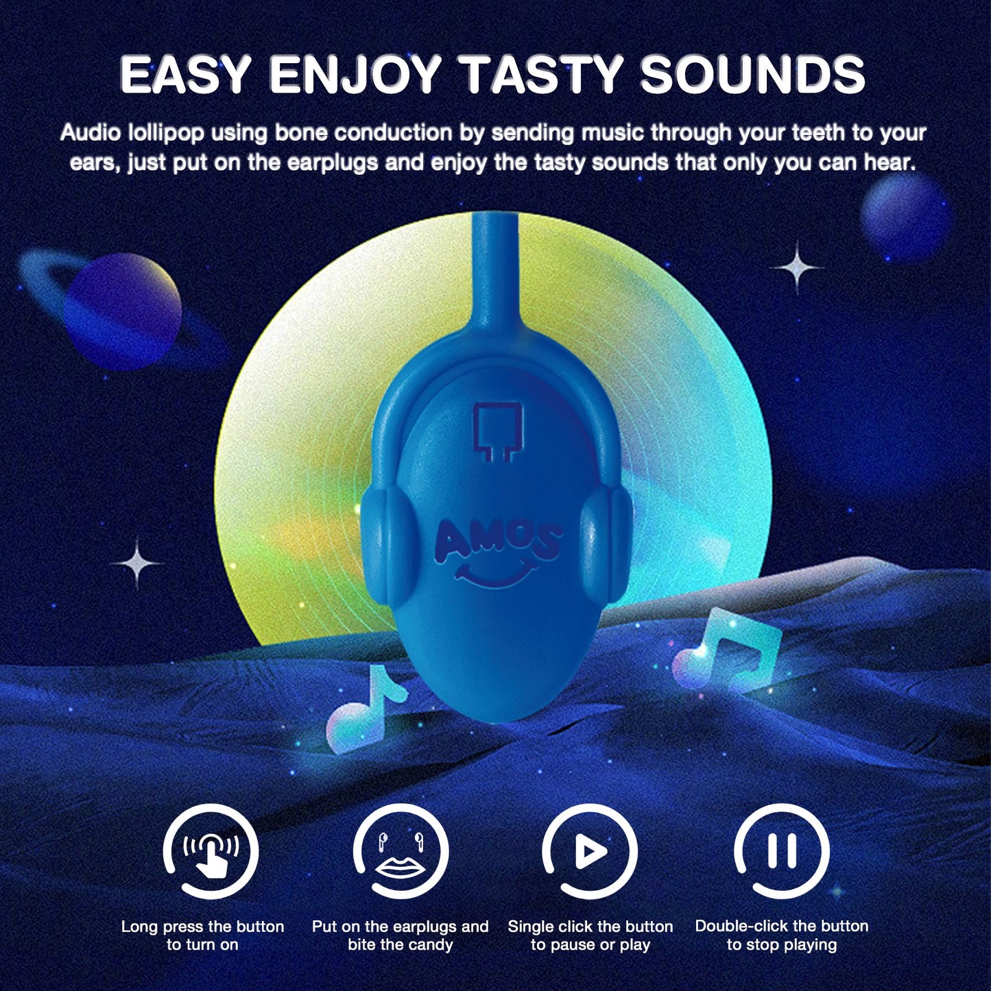 TastySounds - Music Lollipop Blueberry Flavor