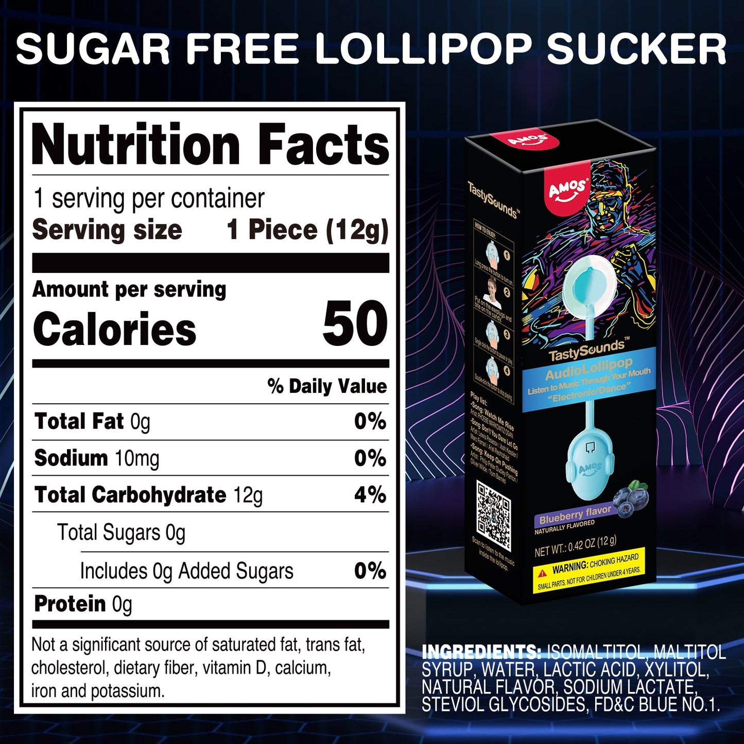 TastySounds - Music Lollipop Blueberry Flavor