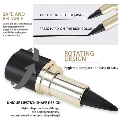 2 Silver Gel Eyeliner Pencils, Long-Lasting Waterproof Black Eye Liner, Natural, Anti-Smudge, Durable Pen, Halloween Makeup